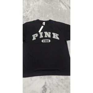 Victoria's Secret Black Medium Campus Cotton Tee NWT